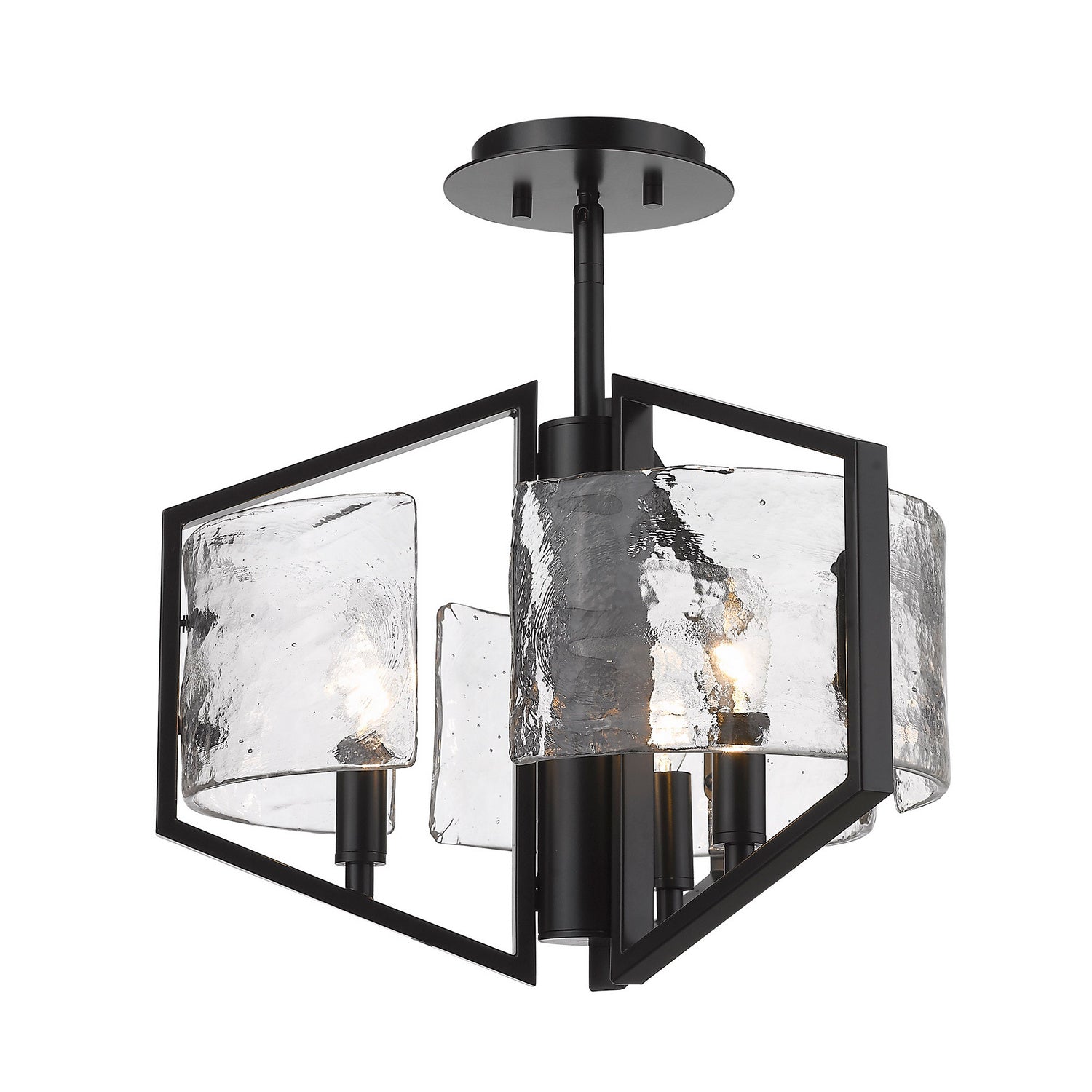 Golden - 3162-SF BLK-HWG - Three Light Semi-Flush Mount - Varsha - Matte Black from Lighting & Bulbs Unlimited in Charlotte, NC