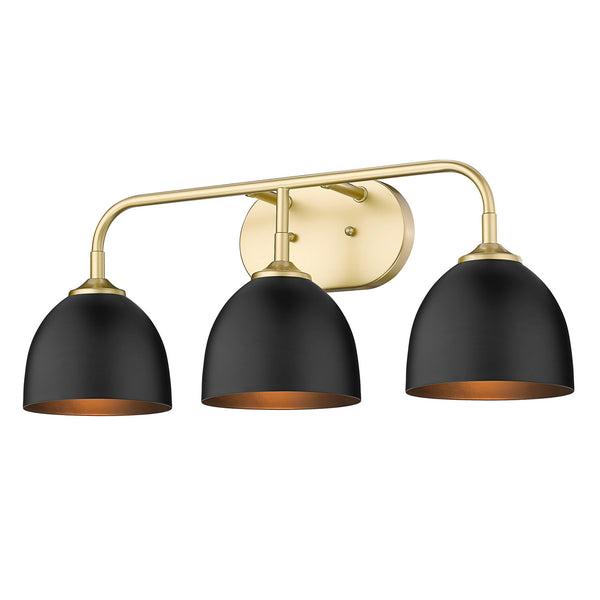 Golden - 6956-BA3 OG-BLK - Three Light Bath Vanity - Zoey OG - Olympic Gold from Lighting & Bulbs Unlimited in Charlotte, NC