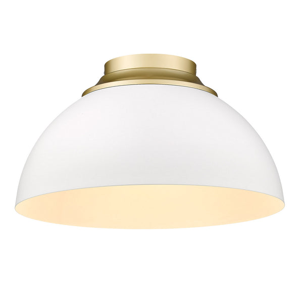 Golden - 6956-FM OG-WHT - Three Light Flush Mount - Zoey OG - Olympic Gold from Lighting & Bulbs Unlimited in Charlotte, NC