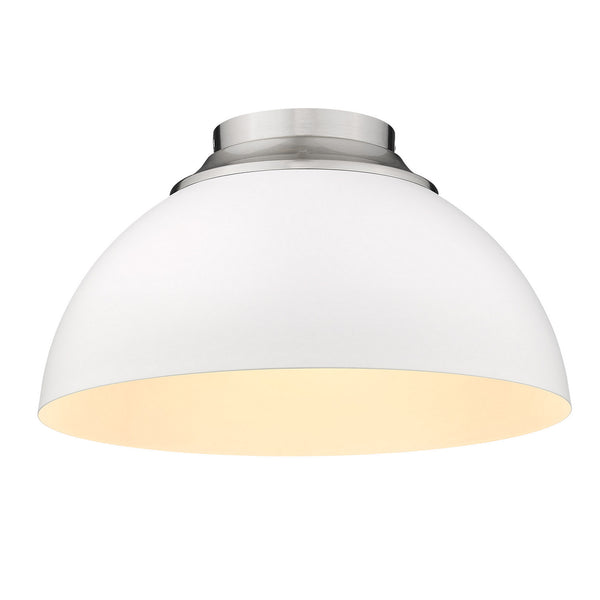 Golden - 6956-FM PW-WHT - Three Light Flush Mount - Zoey PW - Pewter from Lighting & Bulbs Unlimited in Charlotte, NC