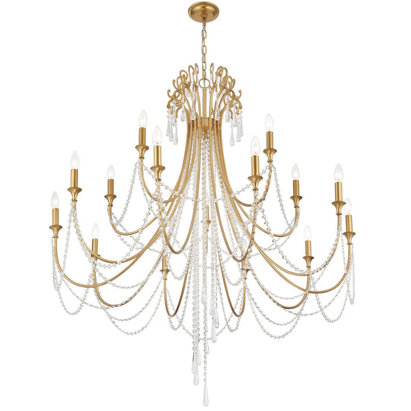 Crystorama - ARC-1919-GA-CL-MWP - 15 Light Chandelier - Arcadia - Antique Gold from Lighting & Bulbs Unlimited in Charlotte, NC