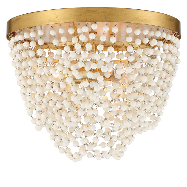Crystorama - FIO-A9103-GA-WH - Three Light Ceiling Mount - Fiona - Antique Gold from Lighting & Bulbs Unlimited in Charlotte, NC
