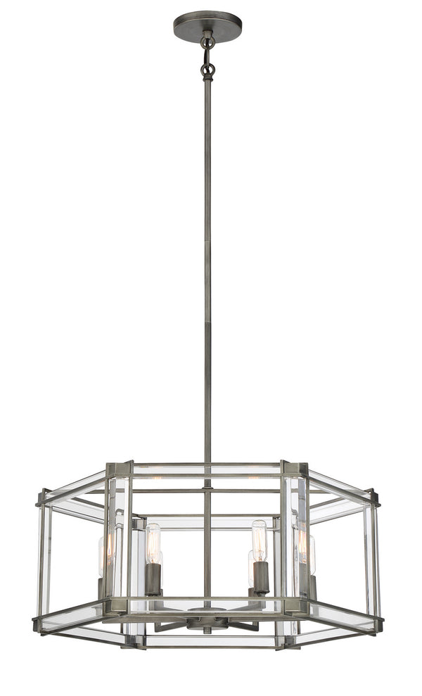 Minka-Lavery - 3856-756 - Six Light Chandelier - Langen Square - Antique Nickel (Painted) from Lighting & Bulbs Unlimited in Charlotte, NC