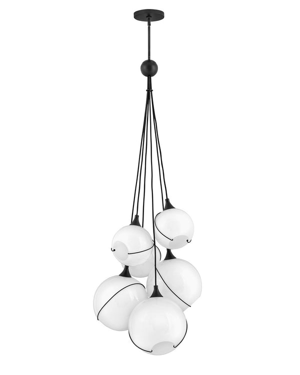 Hinkley - 30306BLK-WH - LED Chandelier - Skye - Black with Cased Opal glass from Lighting & Bulbs Unlimited in Charlotte, NC