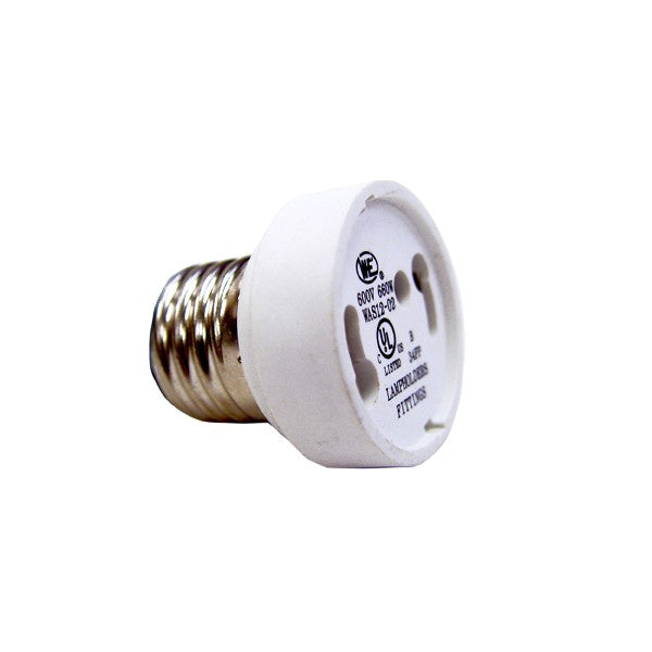 White Medium To GU24 Socket Reducer, E26 - GU24 With Locking Device, 3/4 in. Overall Extension, 660W, 250V Socket by Satco