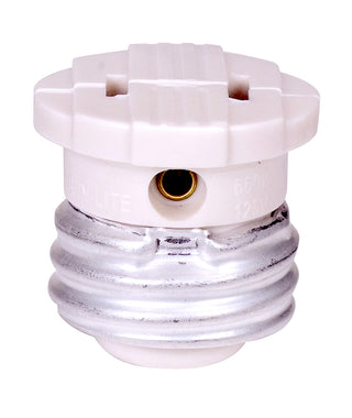 Polarized Socket Plug Adapter, Medium Base, 660W, 125V, White Finish Female Screw Plug by Satco