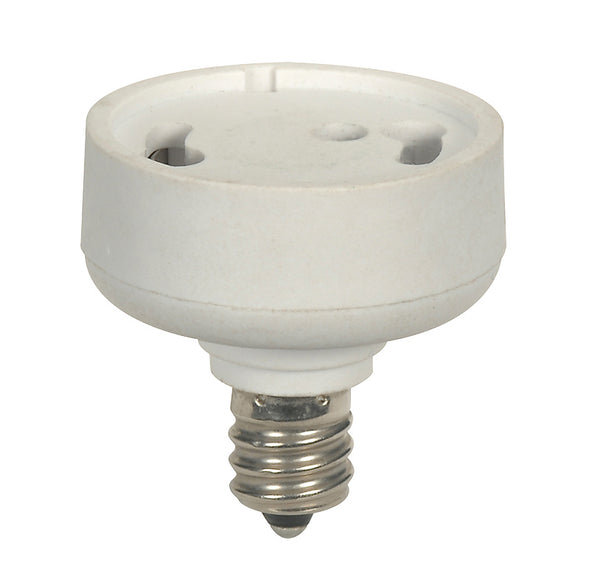 White E12 To GU24 Adapter, Candelabara To GU24 With Locking Device Reducer, 3/4