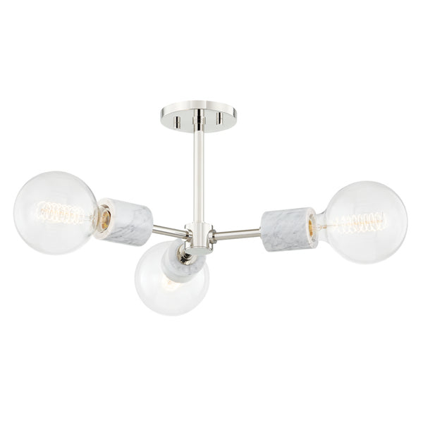 Mitzi - H120603-PN - Three Light Semi Flush Mount - Asime - Polished Nickel from Lighting & Bulbs Unlimited in Charlotte, NC