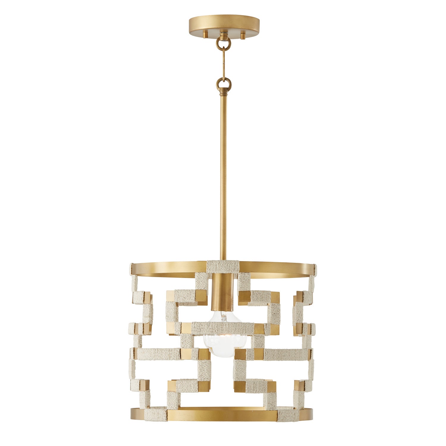 Capital Lighting - 341011NL - One Light Pendant - Hala - Bleached Natural Jute and Patinaed Brass from Lighting & Bulbs Unlimited in Charlotte, NC