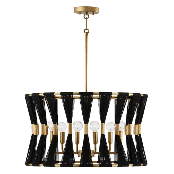 Capital Lighting - 341161KP - Six Light Pendant - Bianca - Black Rope and Patinaed Brass from Lighting & Bulbs Unlimited in Charlotte, NC