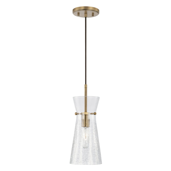 One Light Pendant from the Mila Collection in Aged Brass Finish by Capital Lighting