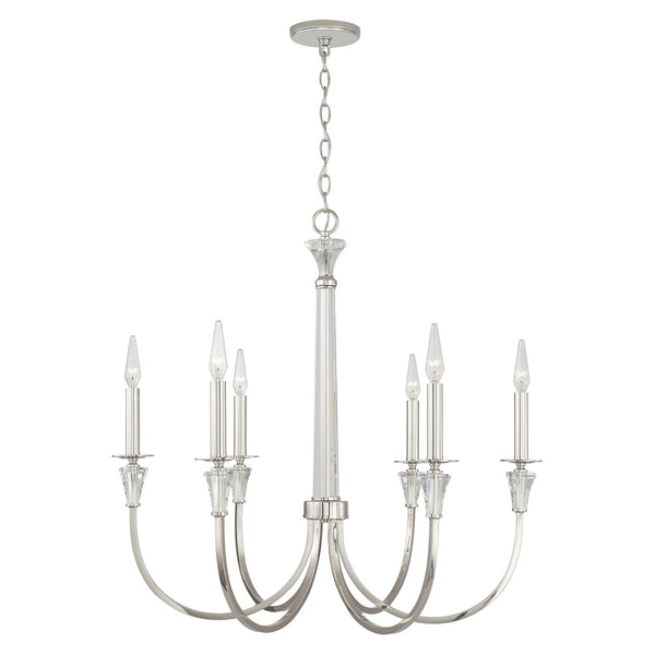 Capital Lighting - 441861PN - Six Light Chandelier - Laurent - Polished Nickel from Lighting & Bulbs Unlimited in Charlotte, NC