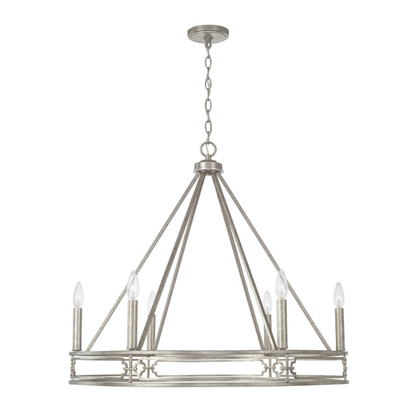 Six Light Chandelier from the Merrick Collection in Antique Silver Finish by Capital Lighting