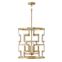 Four Light Foyer Pendant from the Hala Collection in Bleached Natural Jute and Patinaed Brass Finish by Capital Lighting