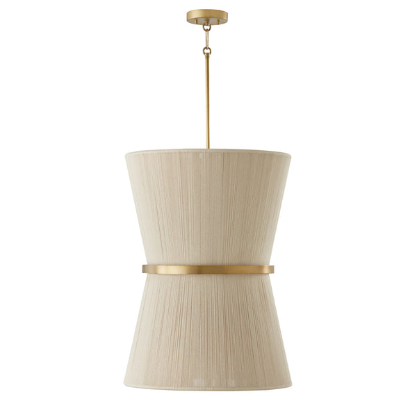 Capital Lighting - 541261NP - Six Light Foyer Pendant - Cecilia - Bleached Natural Rope and Patinaed Brass from Lighting & Bulbs Unlimited in Charlotte, NC