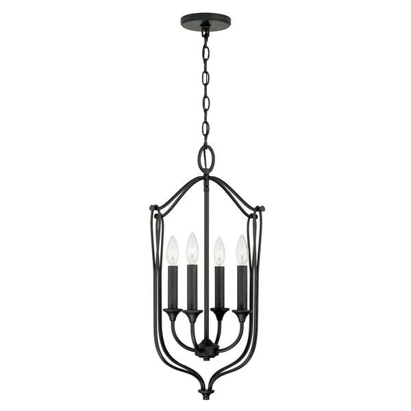 Four Light Foyer Pendant from the Bentley Collection in Black Iron Finish by Capital Lighting