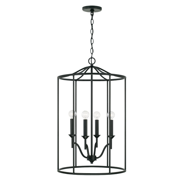 Four Light Foyer Pendant from the Peyton Collection in Matte Black Finish by Capital Lighting