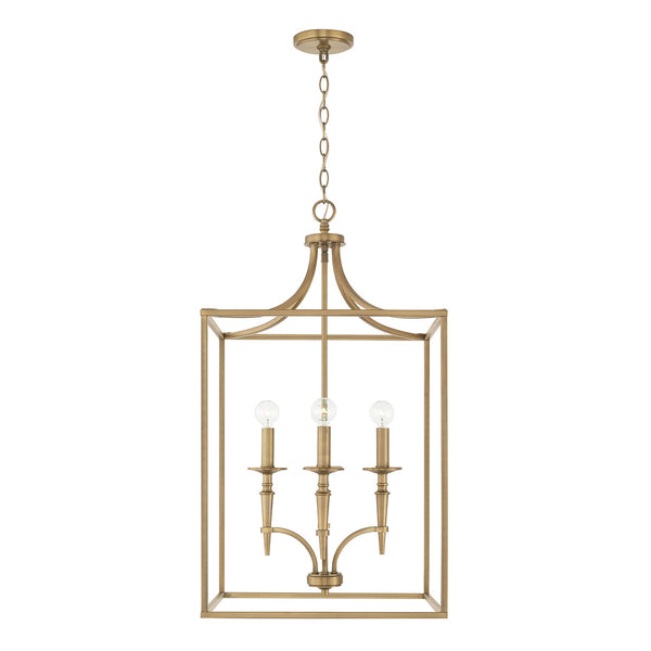 Four Light Foyer Pendant from the Abbie Collection in Aged Brass Finish by Capital Lighting