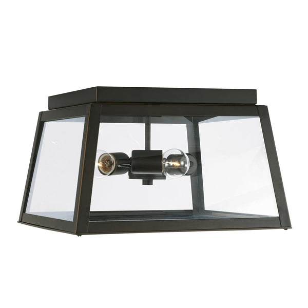 Three Light Outdoor Flush Mount from the Leighton Collection in Oiled Bronze Finish by Capital Lighting