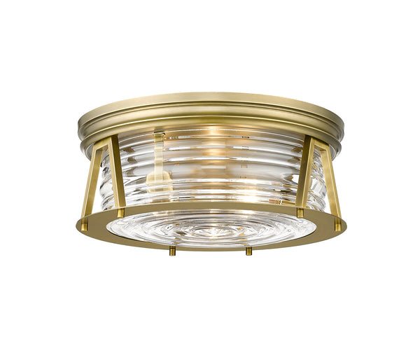Z-Lite - 491F3-RB - Three Light Flush Mount - Cape Harbor - Rubbed Brass from Lighting & Bulbs Unlimited in Charlotte, NC