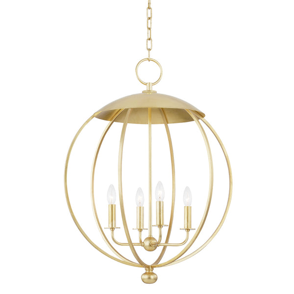 Hudson Valley - 9124-GL - Four Light Pendant - Wesley - Gold Leaf from Lighting & Bulbs Unlimited in Charlotte, NC