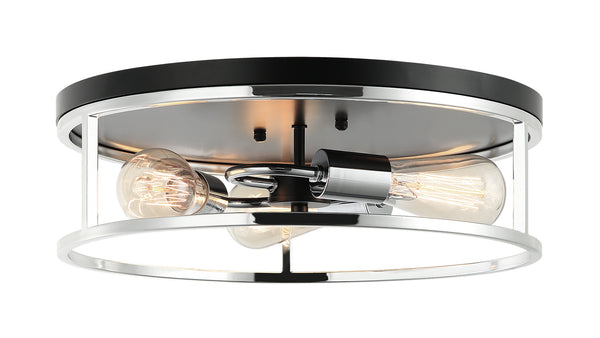 Matteo Lighting - M15503BKCH - Three Light Flush Mount - Clarke - Black / Chrome from Lighting & Bulbs Unlimited in Charlotte, NC