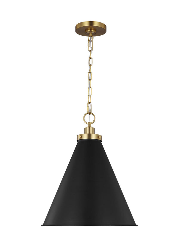 Visual Comfort Studio - CP1271MBKBBS - One Light Pendant - Wellfleet - Midnight Black and Burnished Brass from Lighting & Bulbs Unlimited in Charlotte, NC