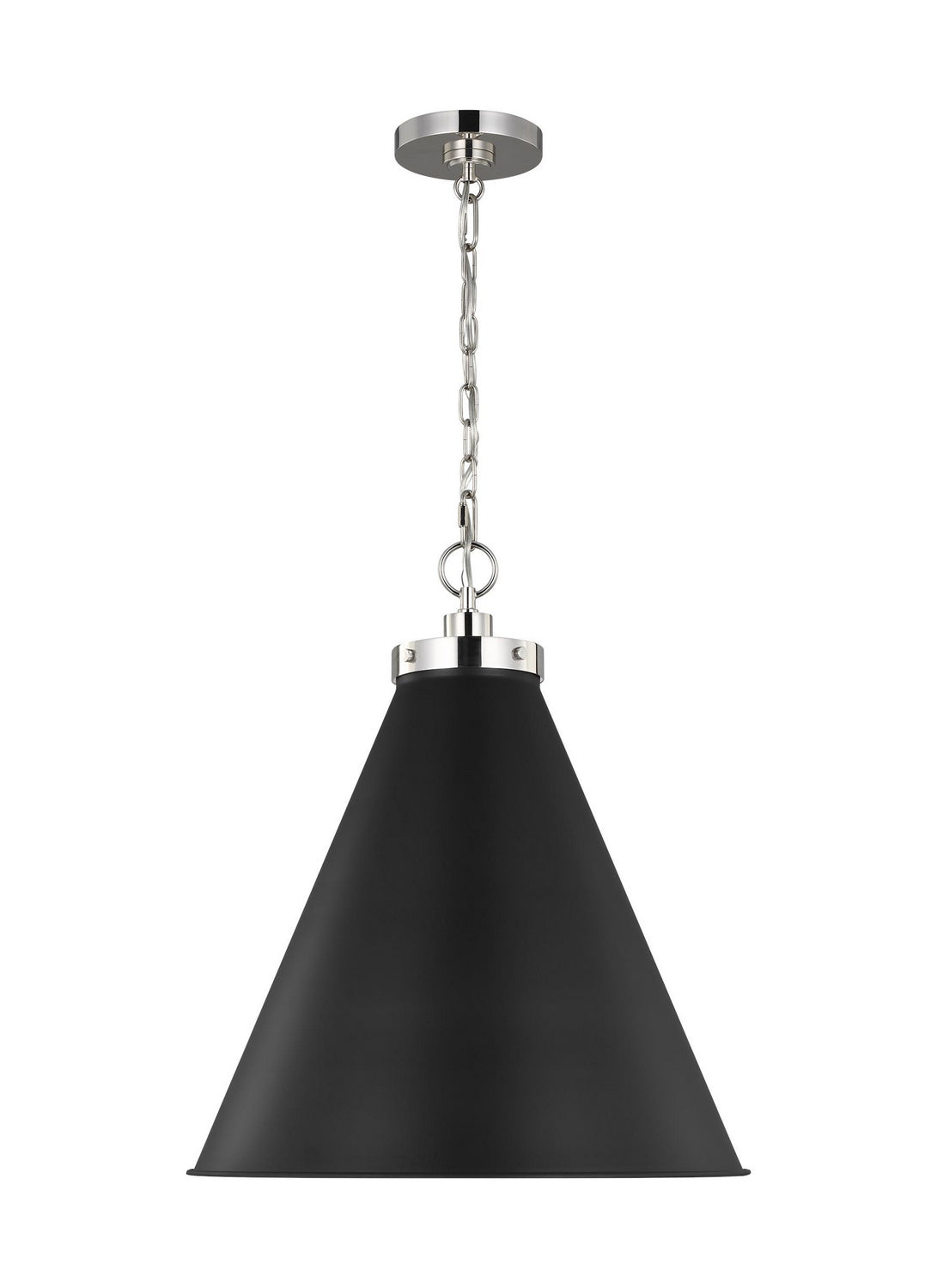 Visual Comfort Studio - CP1281MBKPN - One Light Pendant - Wellfleet - Midnight Black and Polished Nickel from Lighting & Bulbs Unlimited in Charlotte, NC