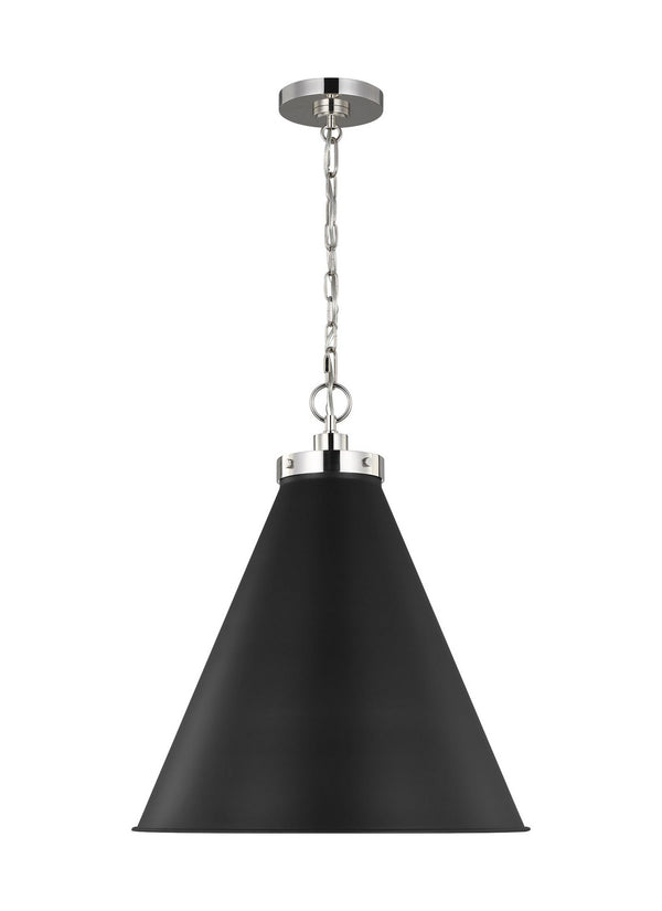 Visual Comfort Studio - CP1281MBKPN - One Light Pendant - Wellfleet - Midnight Black and Polished Nickel from Lighting & Bulbs Unlimited in Charlotte, NC