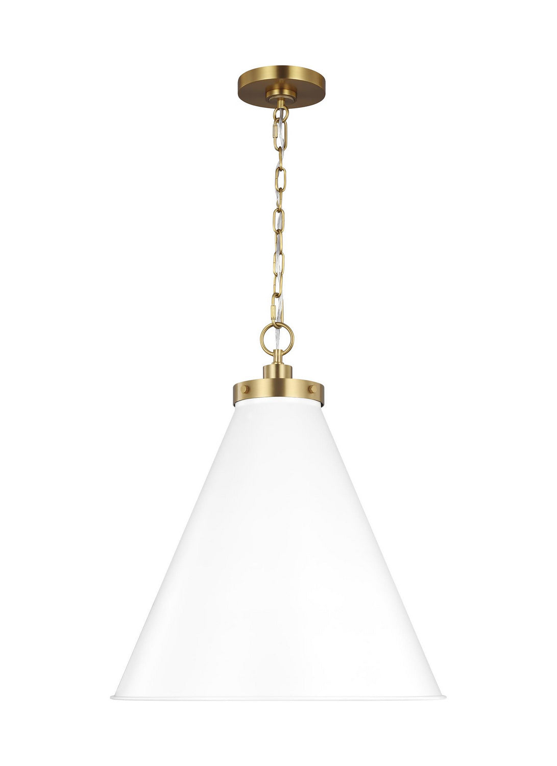 Visual Comfort Studio - CP1281MWTBBS - One Light Pendant - Wellfleet - Matte White and Burnished Brass from Lighting & Bulbs Unlimited in Charlotte, NC
