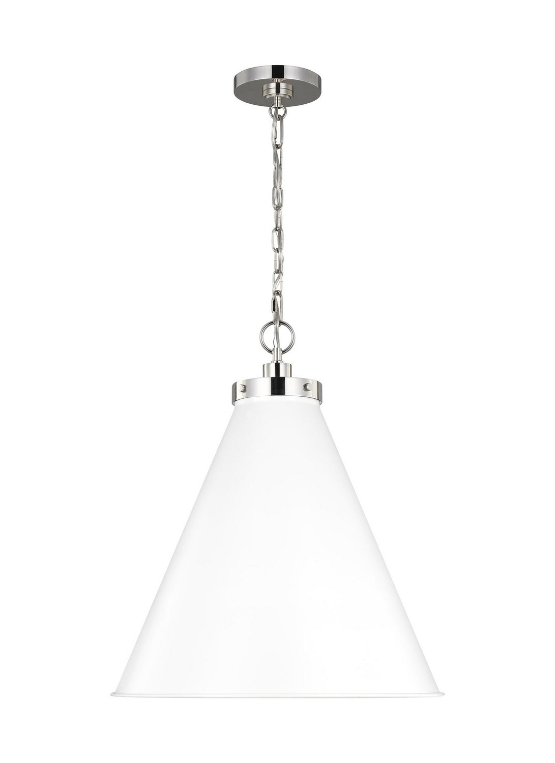 Visual Comfort Studio - CP1281MWTPN - One Light Pendant - Wellfleet - Matte White and Polished Nickel from Lighting & Bulbs Unlimited in Charlotte, NC