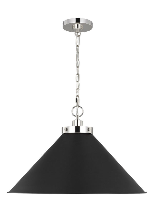 Visual Comfort Studio - CP1311MBKPN - One Light Pendant - Wellfleet - Midnight Black and Polished Nickel from Lighting & Bulbs Unlimited in Charlotte, NC