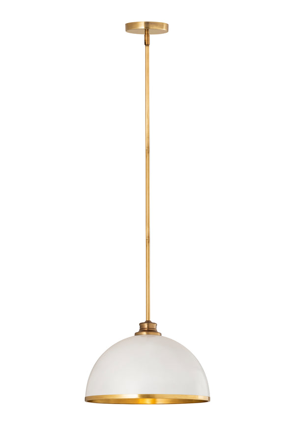 Z-Lite - 1004P14-MW-RB - One Light Pendant - Landry - Matte White / Rubbed Brass from Lighting & Bulbs Unlimited in Charlotte, NC