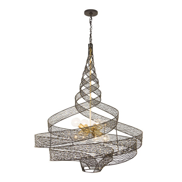 Varaluz - 240P08MBFG - Eight Light Pendant - Flow - Matte Black/French Gold from Lighting & Bulbs Unlimited in Charlotte, NC