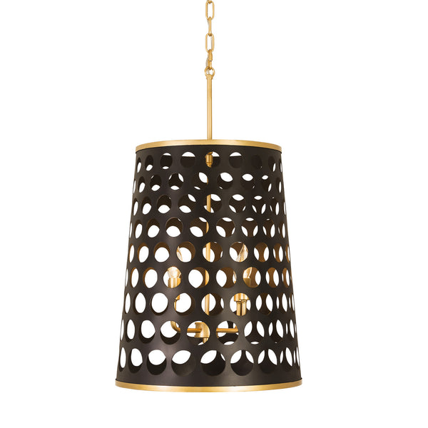 Varaluz - 346F04MBFG - Four Light Foyer Pendant - Bailey - Matte Black/French Gold from Lighting & Bulbs Unlimited in Charlotte, NC