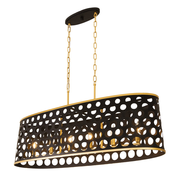 Varaluz - 346N06MBFG - Six Light Pendant - Bailey - Matte Black/French Gold from Lighting & Bulbs Unlimited in Charlotte, NC