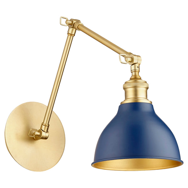 Quorum - 5392-3280 - One Light Wall Mount - 5392 Wall Mounts - Aged Brass w/ Blue from Lighting & Bulbs Unlimited in Charlotte, NC