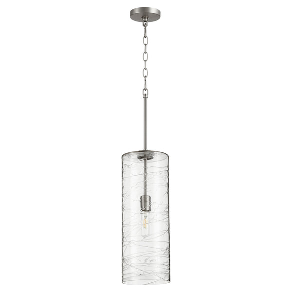 Quorum - 8192-65 - One Light Pendant - Satin Nickel w/ Textured Glass from Lighting & Bulbs Unlimited in Charlotte, NC