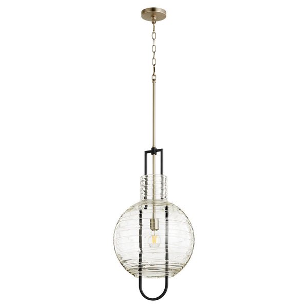 Quorum - 89-14-6965 - One Light Pendant - Textured Glass Pendants - Textured Black w/ Satin Nickel from Lighting & Bulbs Unlimited in Charlotte, NC