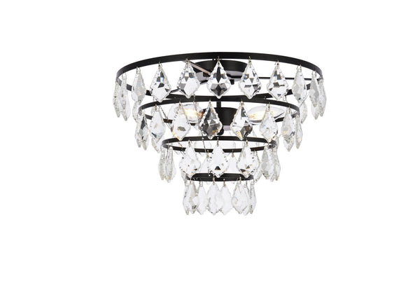 Elegant Lighting - 1101F16BK - Three Light Flush Mount - Ella - Black from Lighting & Bulbs Unlimited in Charlotte, NC