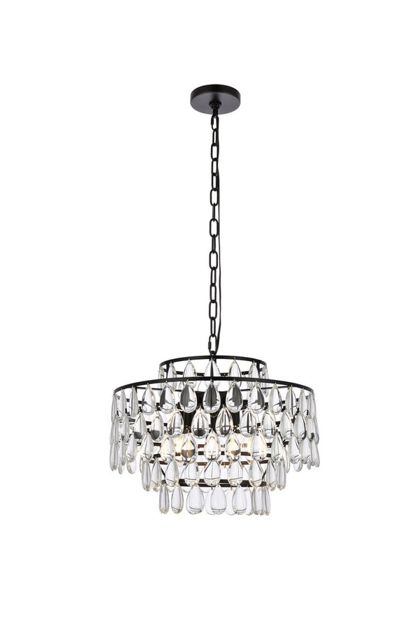 Elegant Lighting - 1102D18BK - Five Light Pendant - Mila - Black from Lighting & Bulbs Unlimited in Charlotte, NC