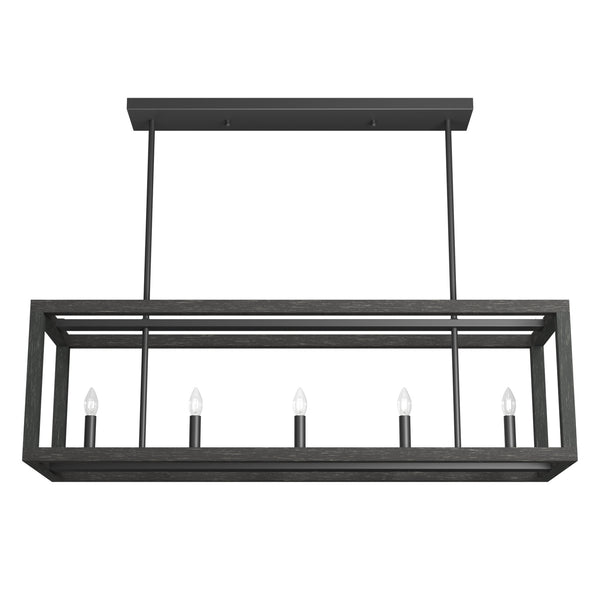 Hunter - 19090 - Five Light Linear Chandelier - Squire Manor - Matte Black from Lighting & Bulbs Unlimited in Charlotte, NC
