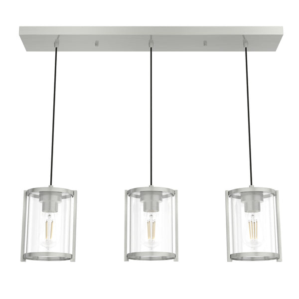 Hunter - 19138 - Three Light Cluster Linear - Astwood - Brushed Nickel from Lighting & Bulbs Unlimited in Charlotte, NC