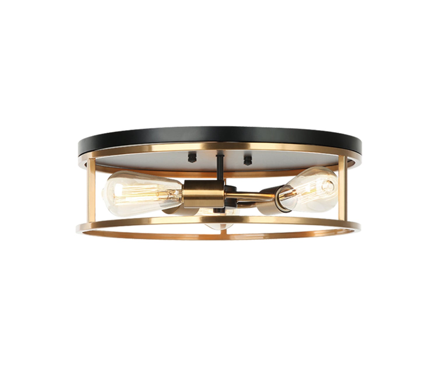 Justice Designs - NSH-4480-MBBR - Three Light Flush-Mount - Knox - Matte Black w/ Brass from Lighting & Bulbs Unlimited in Charlotte, NC