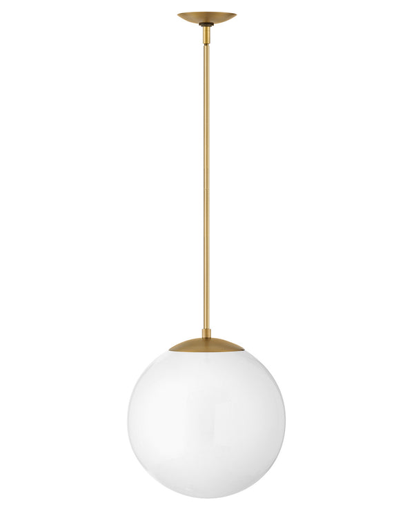 Hinkley - 3744HB-WH - LED Pendant - Warby - Heritage Brass with White glass from Lighting & Bulbs Unlimited in Charlotte, NC