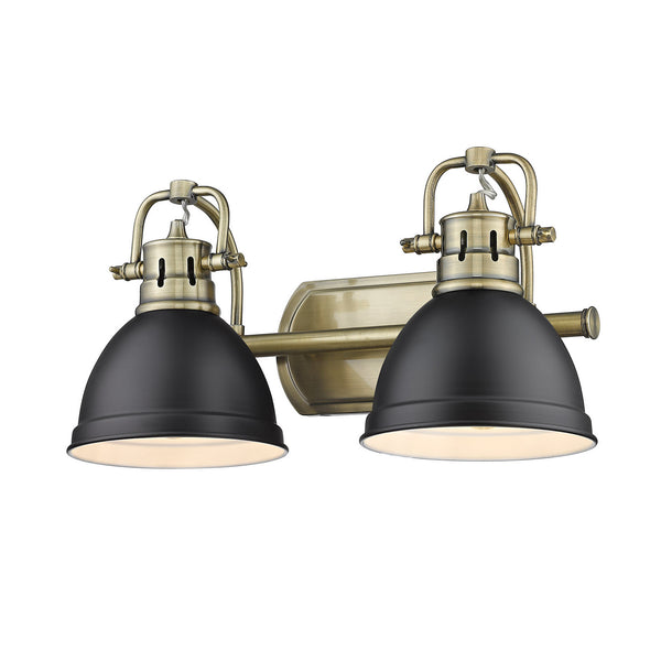 Golden - 3602-BA2 AB-BLK - Two Light Bath Vanity - Duncan AB - Aged Brass from Lighting & Bulbs Unlimited in Charlotte, NC
