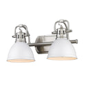 Golden - 3602-BA2 PW-WHT - Two Light Bath Vanity - Duncan PW - Pewter from Lighting & Bulbs Unlimited in Charlotte, NC