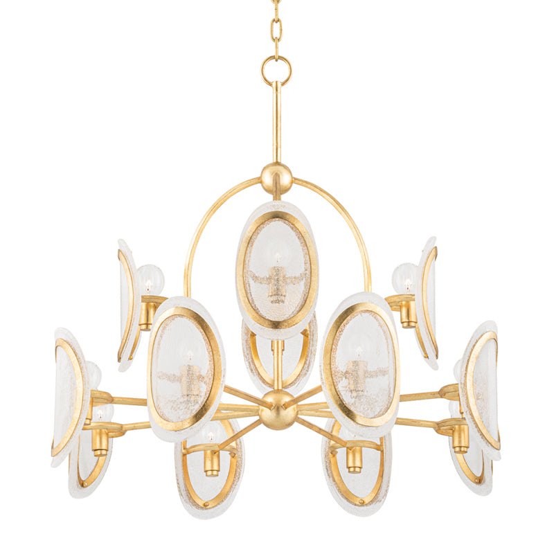 Hudson Valley - 1534-VGL - 12 Light Chandelier - Danes - Vintage Gold Leaf from Lighting & Bulbs Unlimited in Charlotte, NC