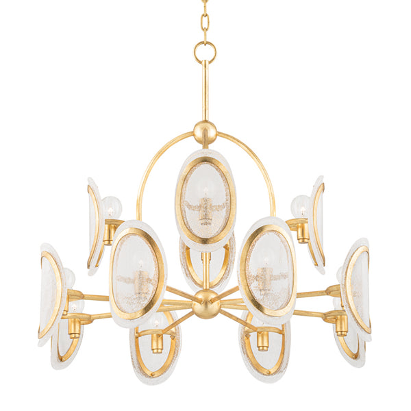 Hudson Valley - 1534-VGL - 12 Light Chandelier - Danes - Vintage Gold Leaf from Lighting & Bulbs Unlimited in Charlotte, NC