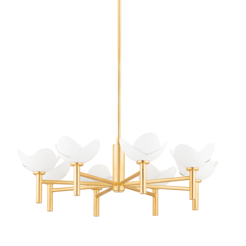 Hudson Valley - 3034-GL/WP - Eight Light Chandelier - Dawson - Gold Leaf/White Plaster from Lighting & Bulbs Unlimited in Charlotte, NC